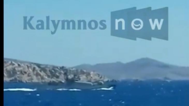 Αποκλειστικό Βίντεο: Νέα προκλητική διέλευση τουρκικού πολεμικού σκάφους ανάμεσα σε Ψέριμο και Κάλυμνο
