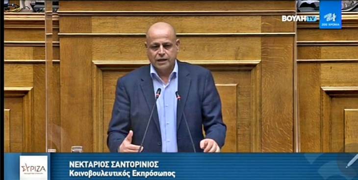 &Theta;έ&mu;&alpha;: &laquo;&Nu;. &Sigma;&alpha;&nu;&tau;&omicron;&rho;&iota;&nu;&iota;ό&sigmaf;: &Eta; &kappa;&upsilon;&beta;έ&rho;&nu;&eta;&sigma;&eta; &delta;&epsilon;&nu; έ&chi;&epsilon;&iota; &sigma;&chi;έ&delta;&iota;&omicron; &omicron;ύ&tau;&epsilon; &gamma;&iota;&alpha; &tau;&eta;&nu; &pi;&alpha;&nu;&delta;&eta;&mu;ί&alpha;, &omicron;ύ&tau;&epsilon; &gamma;&iota;&alpha; &tau;&eta;&nu; &omicron;&iota;&kappa;&omicron;&nu;&omicron;&mu;ί&alpha;, &omicron;ύ&tau;&epsilon; &gamma;&iota;&alpha; &tau;&omicron;&nu; &Tau;&omicron;&upsilon;&rho;&iota;&sigma;&mu;ό. &Eta; &mu;ό&nu;&eta; &epsilon;&pi;&iota;&lambda;&omicron;&gamma;ή &epsilon;ί&nu;&alpha;&iota; &nu;&alpha; &pi;&alpha;&rho;&alpha;&iota;&tau;&eta;&theta;&epsilon;ί&raquo;