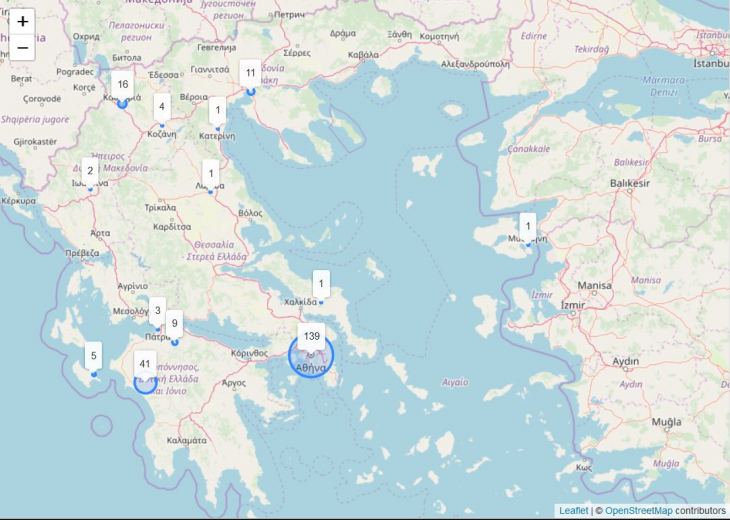 Live διαδραστικός χάρτης με τα κρούσματα του κορονοϊού στην Ελλάδα