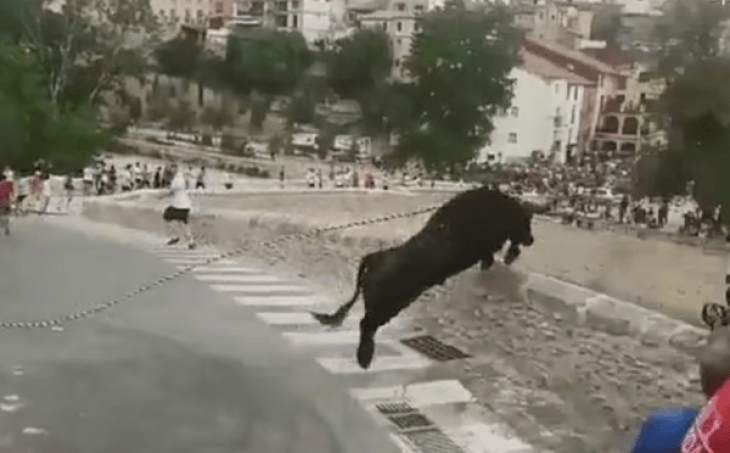 Ισπανία: Ταύρος πήδηξε στο κενό από ύψος 15 μέτρων - Αγχώθηκε από το πλήθος
